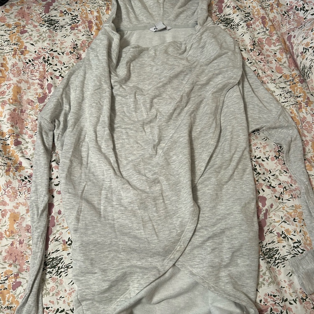 Athleta Light Gray Hooded Cowl Sweater